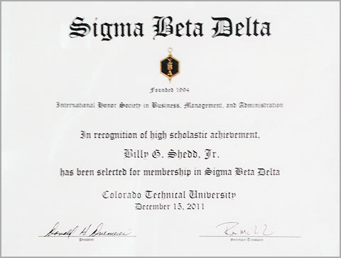 Sigma Beta Delta Award
