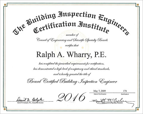 Board Certified Building Inspection Engineer