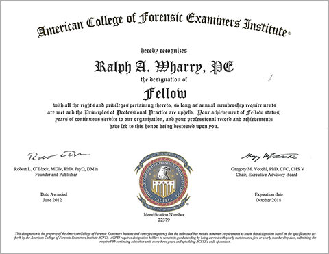 American College of Fornsic Examiners Institute Fellow