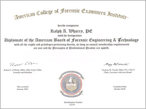 Fornsic Examiners Diplomate Certificate